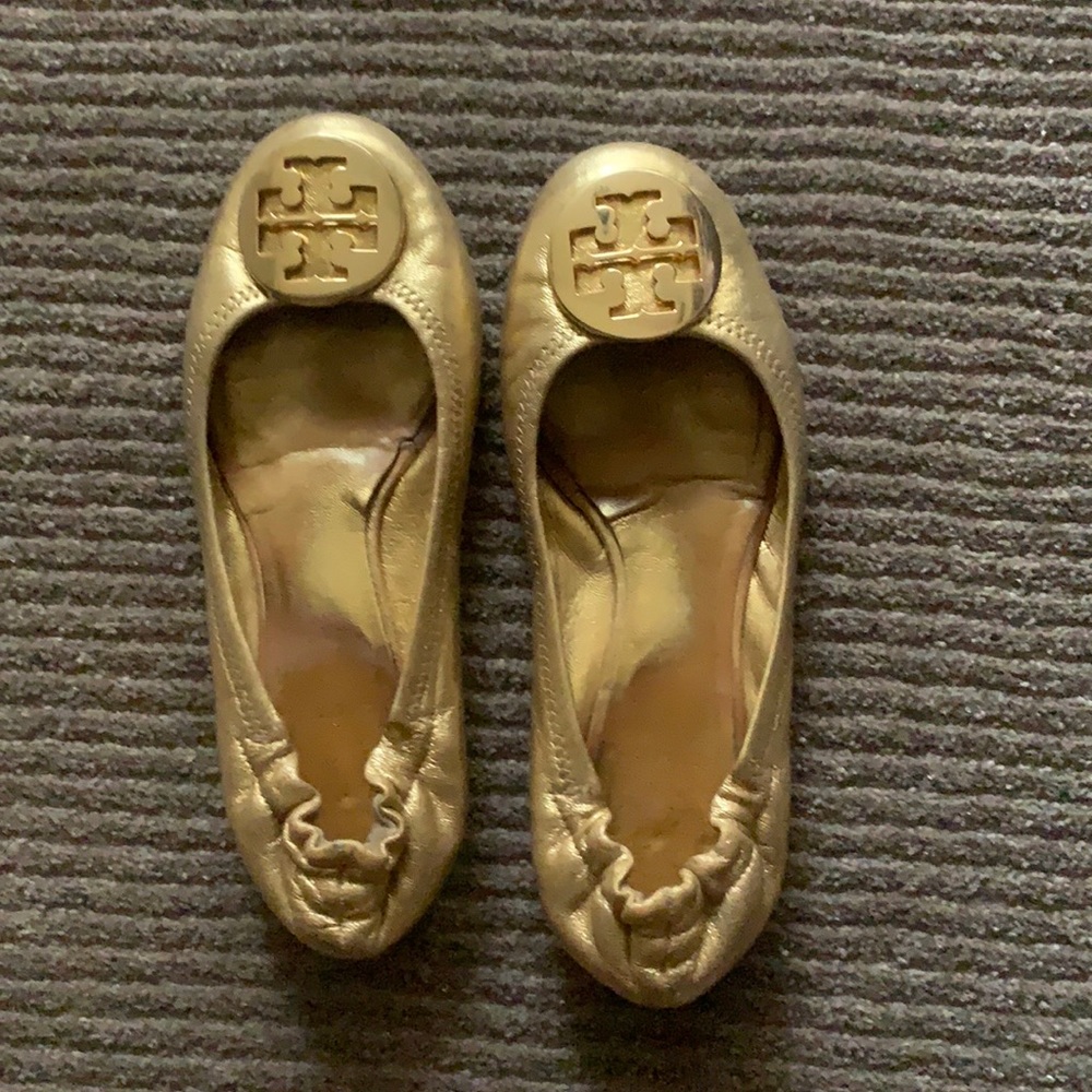 Gold Tory Burch Ballet Shoe